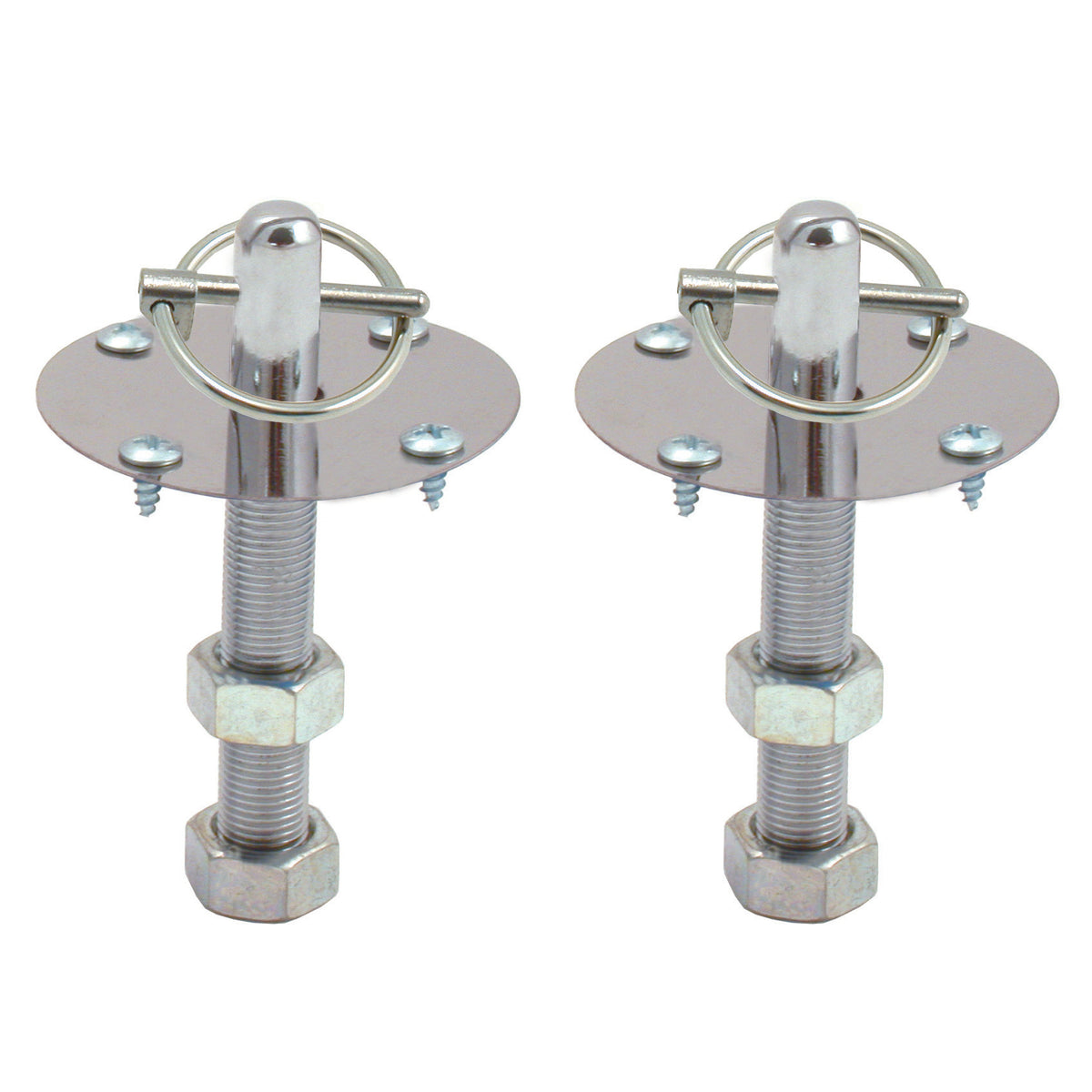 Hood Pin Kit Torsion Clip Type Chrome with 2 ea posts, scuff plates, etc