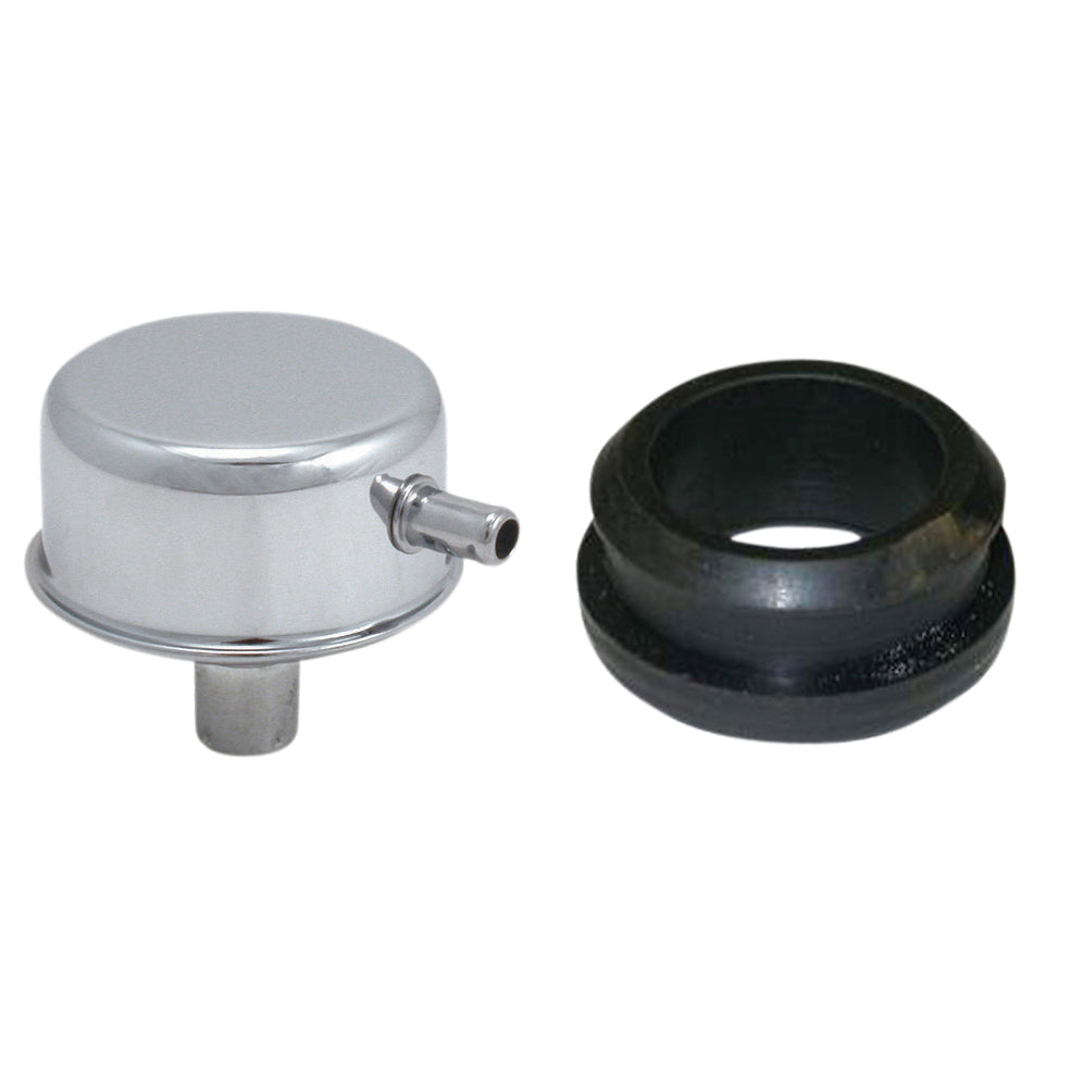 Valve Cover Breather Cap Push In 3/4"(19mm) Neck Inbuilt Pcv Chrome + Grommet