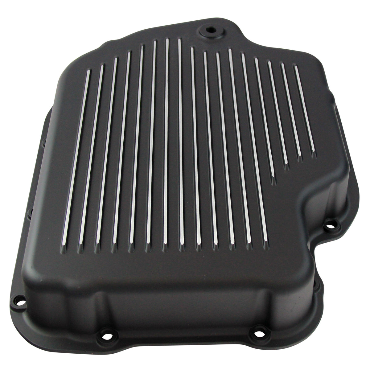 Transmission Pan GM Turbo 400 Black Finned Milled Alloy Gasket Bolts Hardware