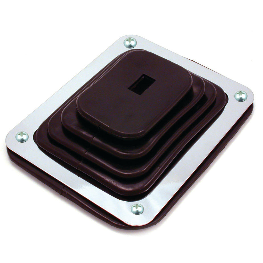 TFI Racing TFI-66-630 Rubber Gear Shifter Boot + Chrome Rectangular Mount Plate 4" x 5"