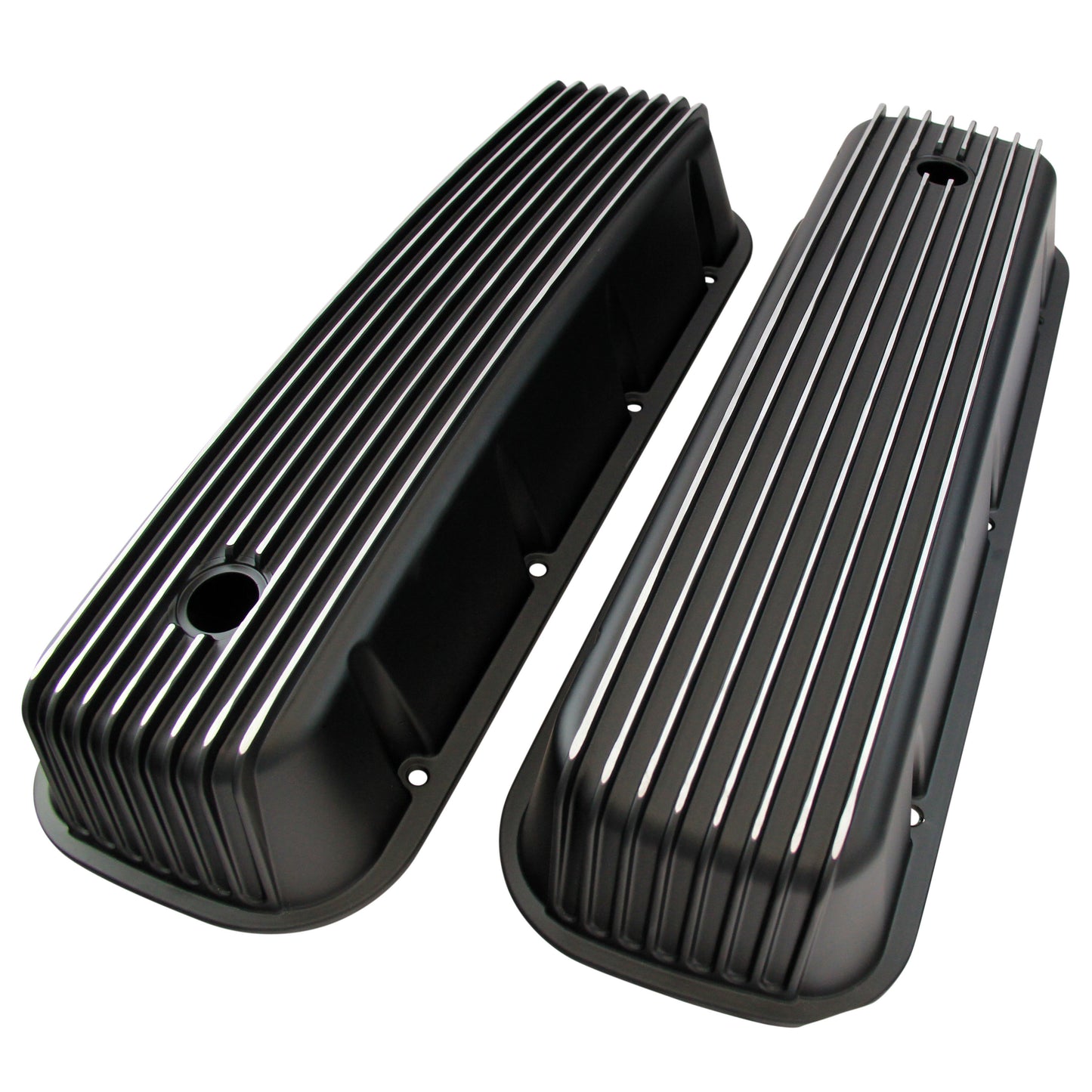 Valve Covers Black Chevrolet V8 Big Block 396-502 Alloy Finned Tall Baffled-pr
