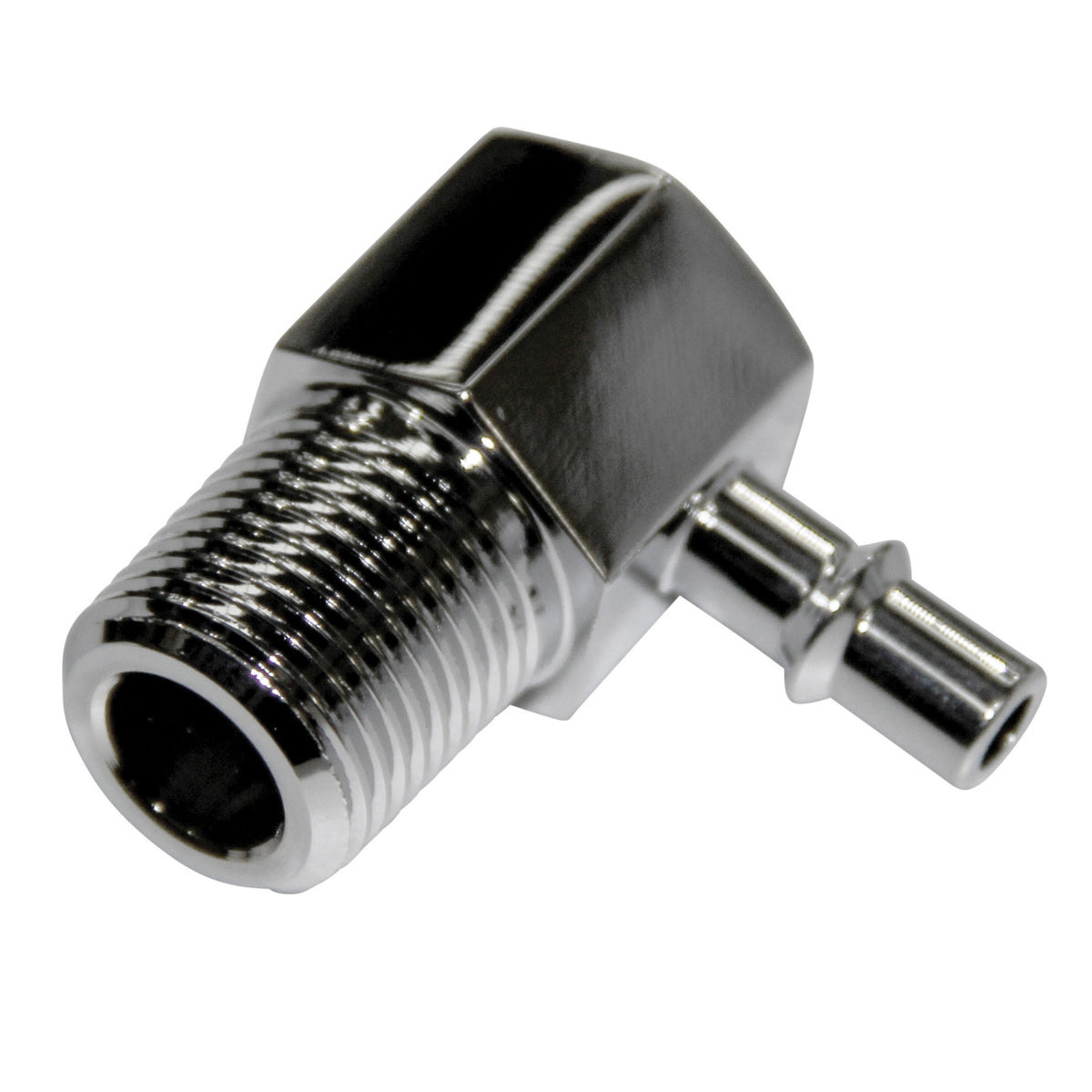 Chrome Aluminium Fitting 90 Degree 1/4" Barb Male x 3/8" Npt Thread