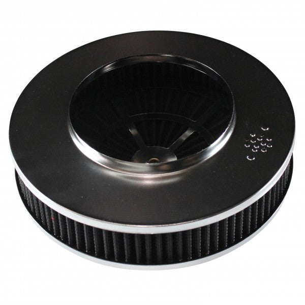 TFI-45721 Extraflow Black Chrome Air Cleaner Filter 9"x 2" Assy fit Holley 5-1/8" Base