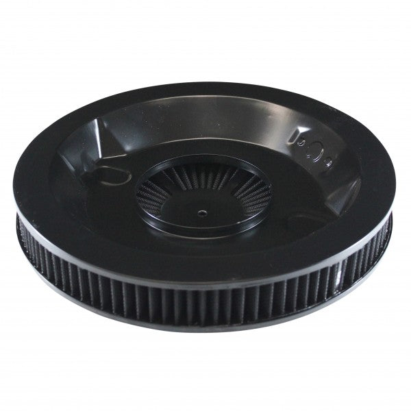 TFI Racing TFI-47649 Extraflow All Black Air Filter Cleaner 14" x 2" Holley Edelbrock Recessed Base