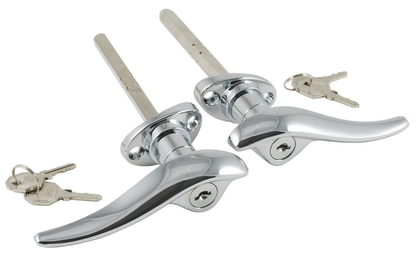 Bob Drake BDR-B-702350-1-L Reproductions B-702350/1-L Ford Exterior Door Handles Diecast Chrome Locking w/ Keys Kit