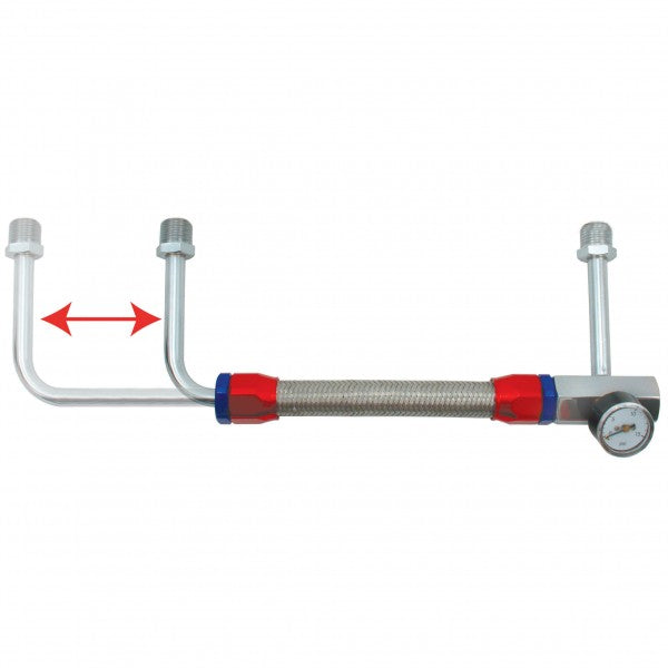 TFI Racing TFI-66-091 Dual Feed Stainless Fuel Line Red/Blue fittings adjustable Holley 15psi Gauge
