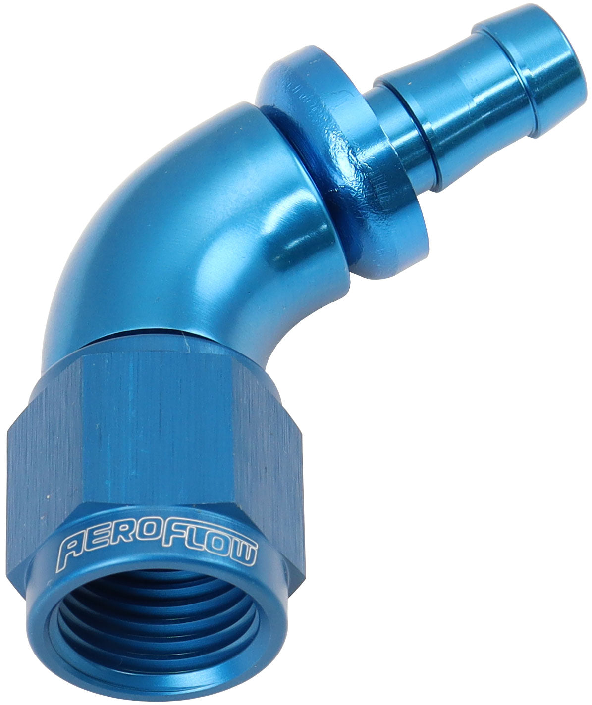 Aeroflow AF518-06-05 -6AN To 5/16" Barb 60 Deg Fullflow Push Lock Blue