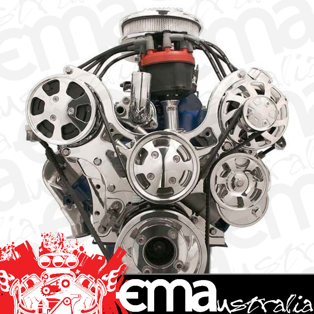 Billet Specialties BS13620 Tru Trac Serpentine System suit SB Ford 289-302-351 Windsor Polished With A/C & Without Power Steering
