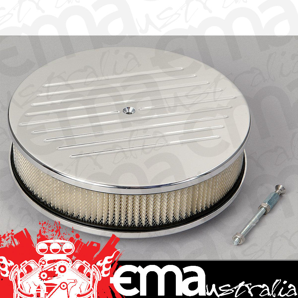 Suit Single 2-3 & 4 barrel carburetors with 5-1/8 in. neck Polished Alloy Round 10X3.25" Air Cleaner Ball Milled Billet Specialties BS15220