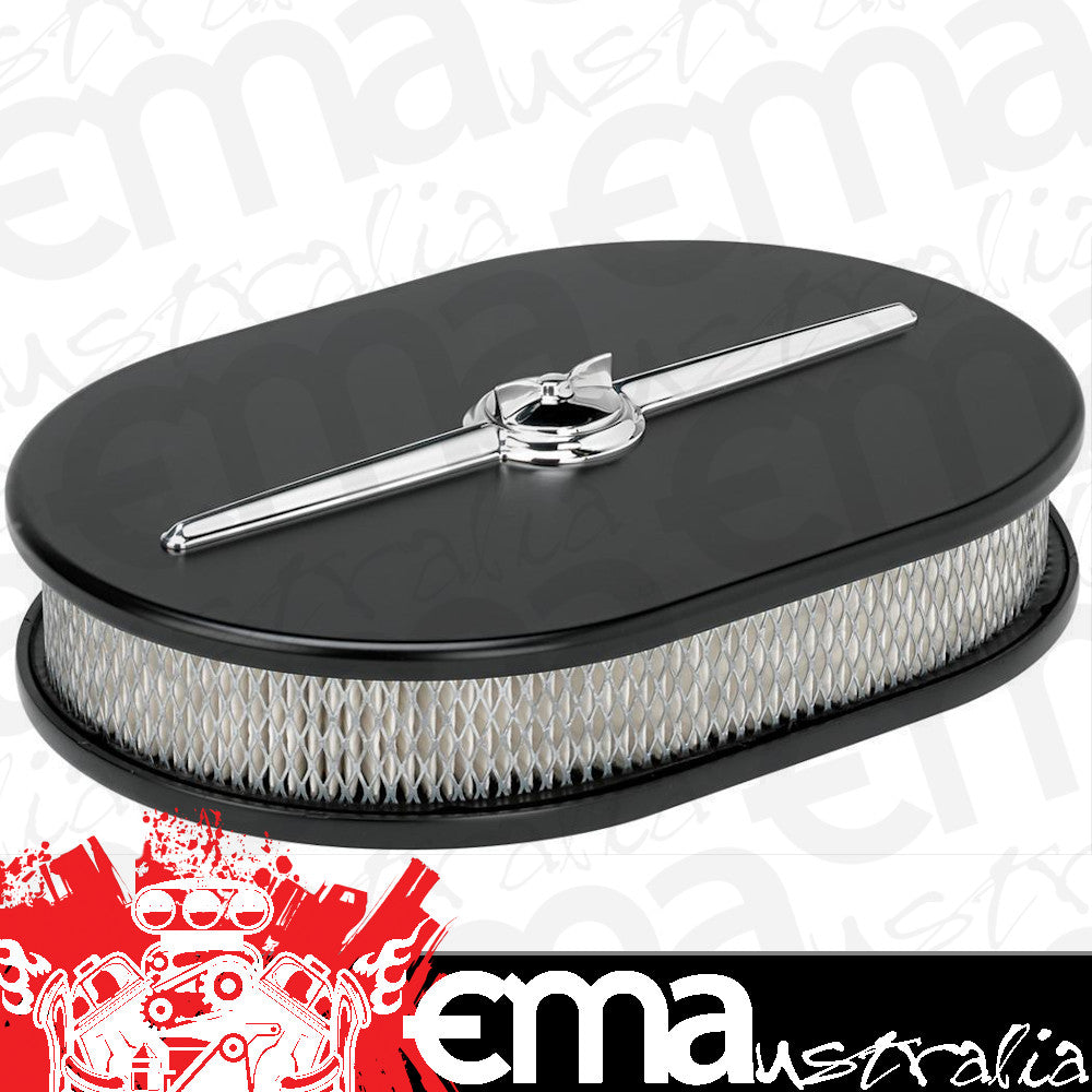 Billet Specialties BS15324 Oval Streamline Air Cleaner 8-3/8"W X 11-7/8"L Black