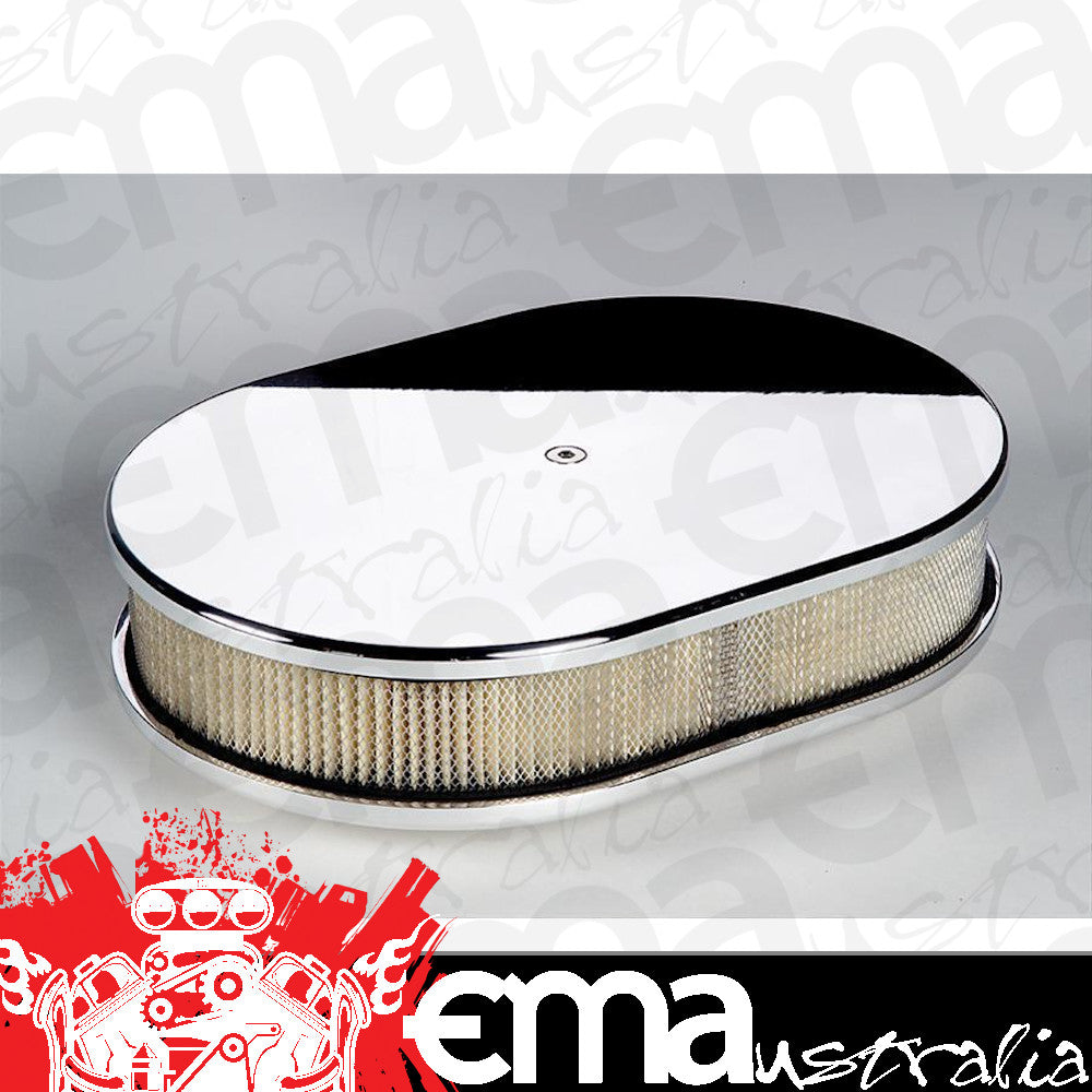 Billet Specialties BS15329 Oval Plain Polished Air Cleaner 11.875 X 8.375 X 3"
