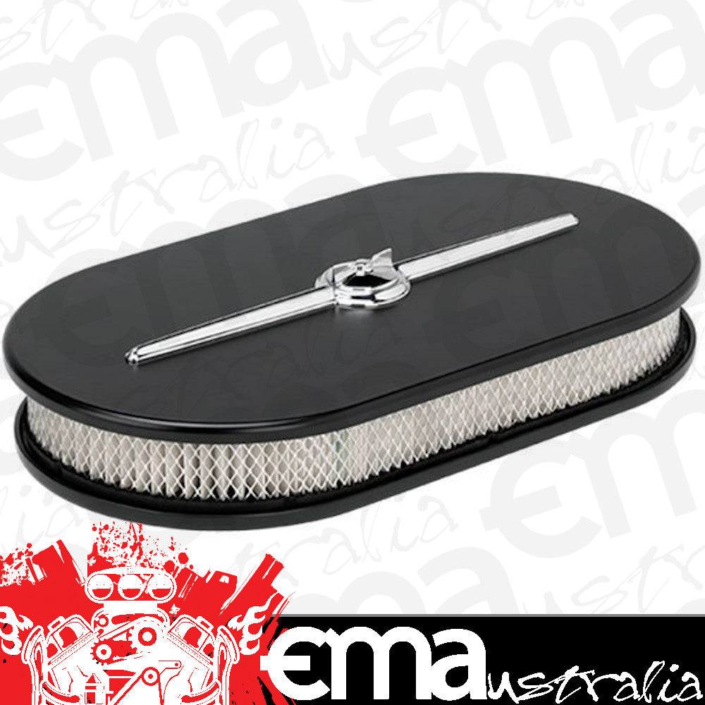 Billet Specialties BS15424 Large Oval Streamline Air Cleaner 15 X 8.5 X 3" Black
