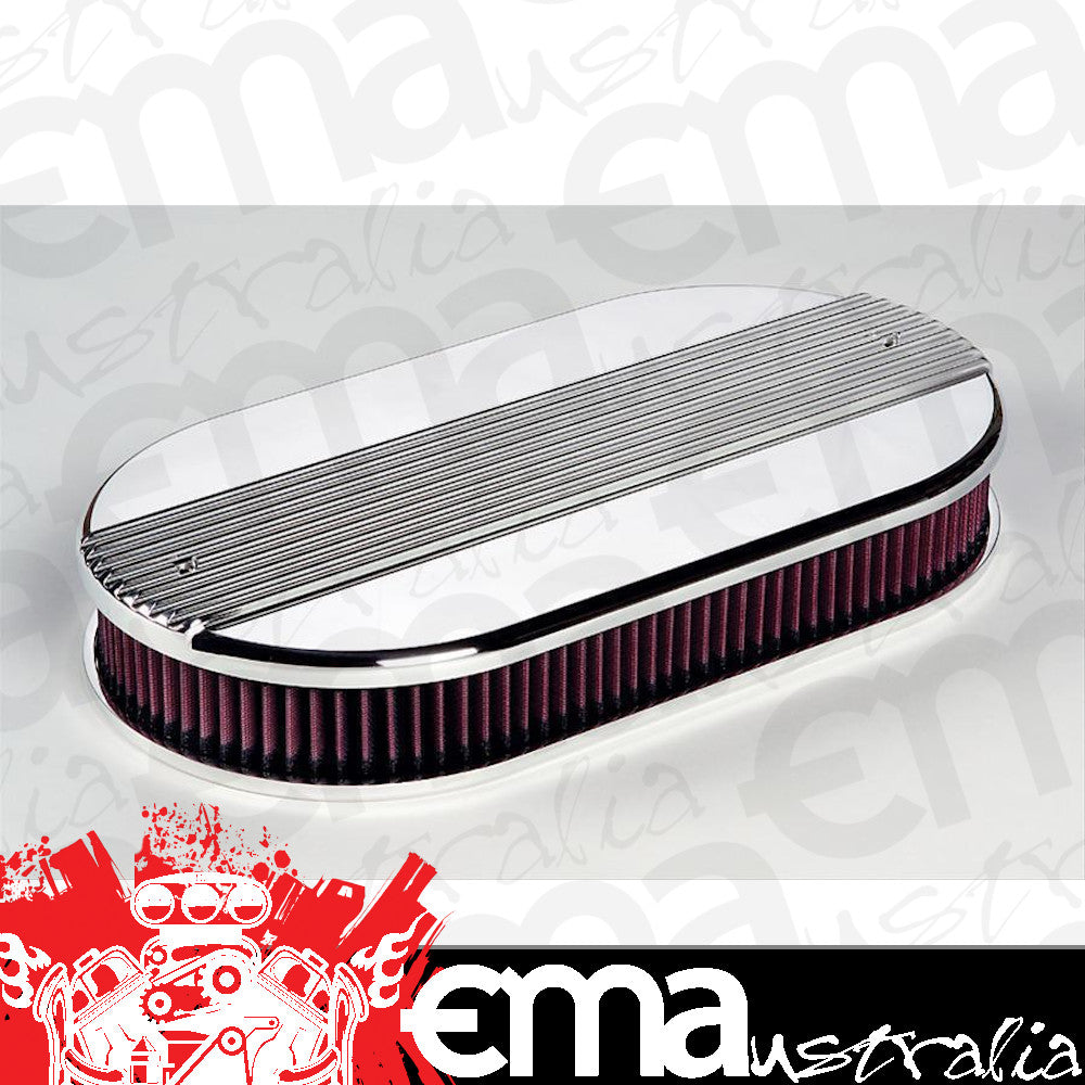 Billet Specialties BS15650 Polished Dual Quad Oval Air Cleaner 17.6"L X 9.375"W