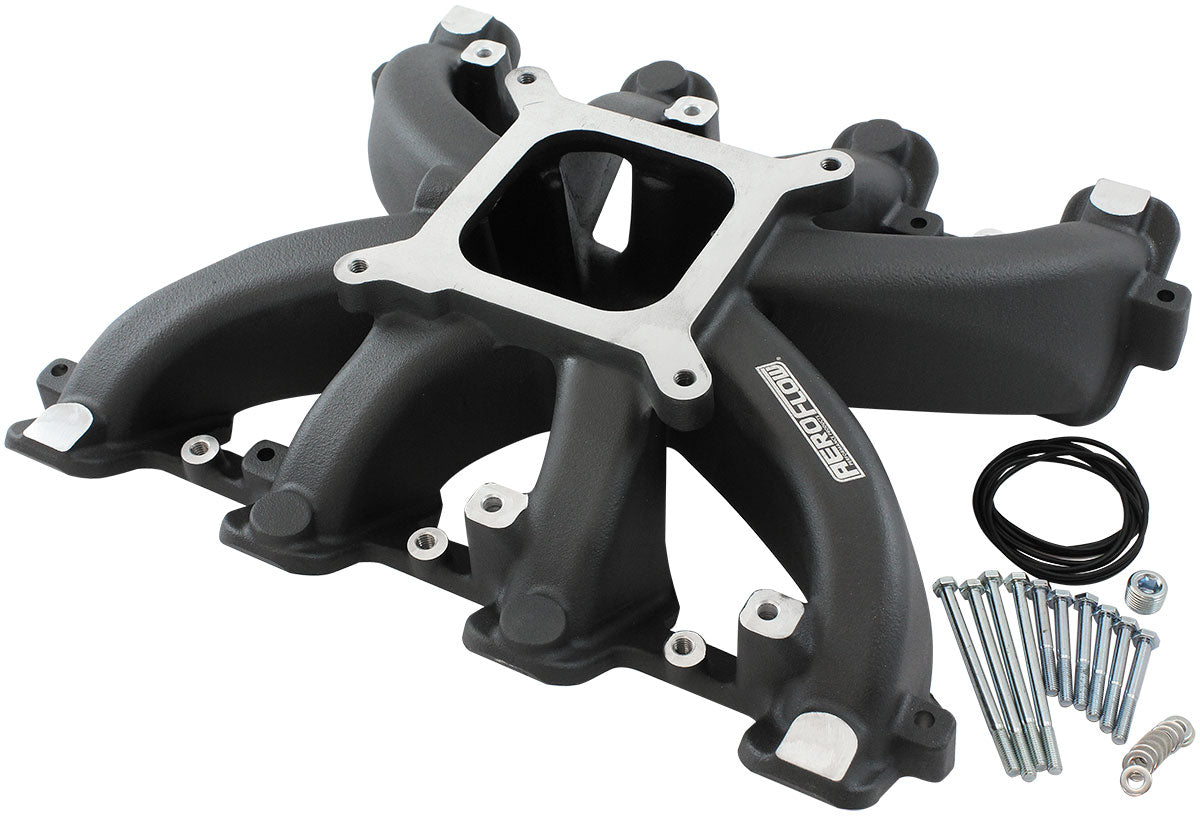 Aeroflow AF6240-5000 Gm LS Carby Intake Manifold Cathedral Port Non-EFI LS1 LS2Black Aeroflow - Af6240-5000