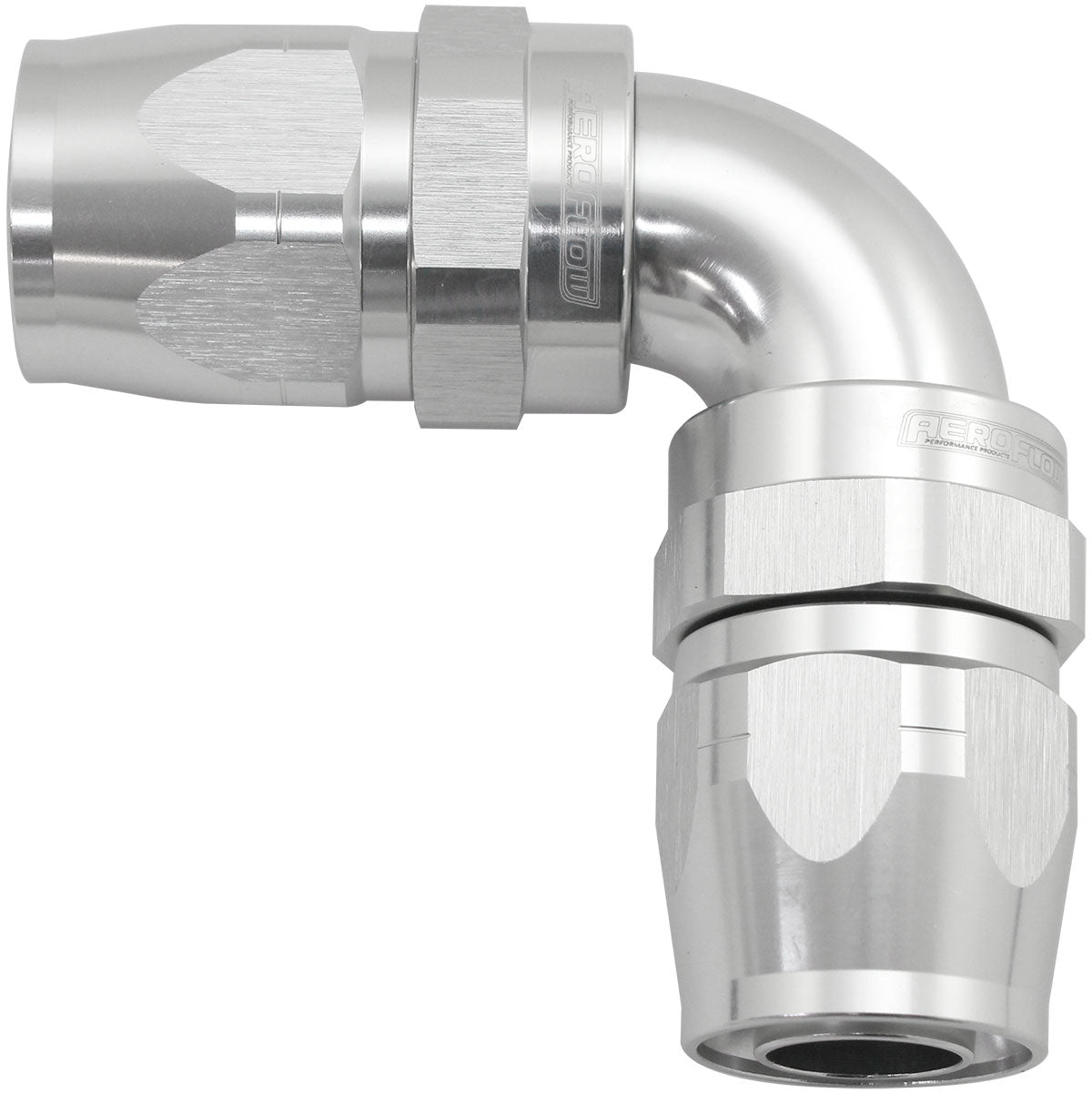 Aeroflow Performance Products AF853-20-20S 90 Deg -20AN to -20AN Cutter Full Flow Hose Ends Silver