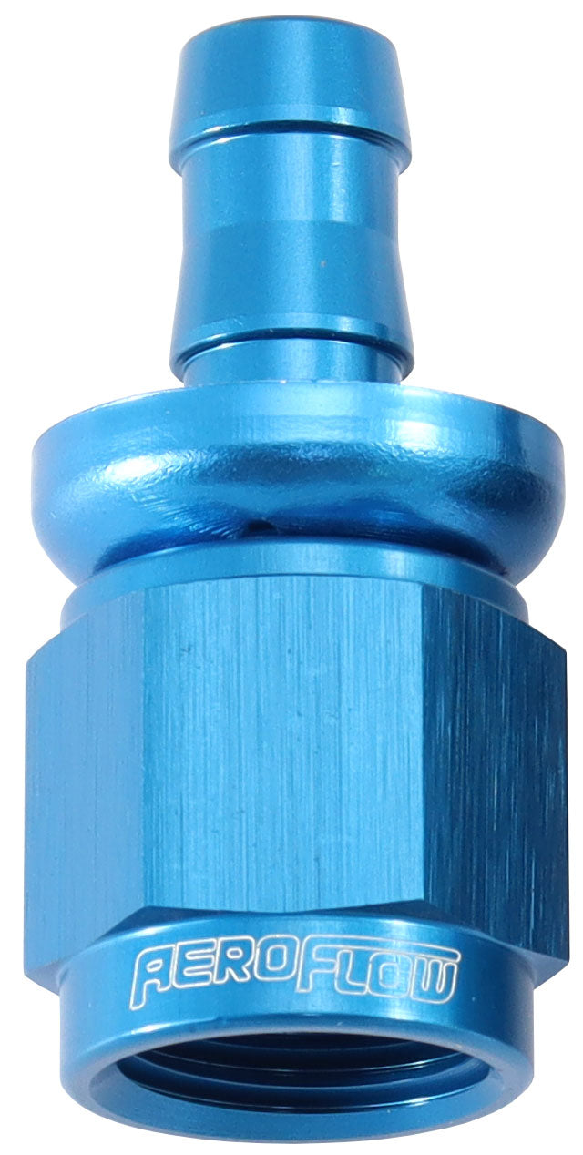 Aeroflow AF401-06-05 -6AN TO 5/16" BARB STRAIGHT FULL FLOW PUSH LOCK BLUE