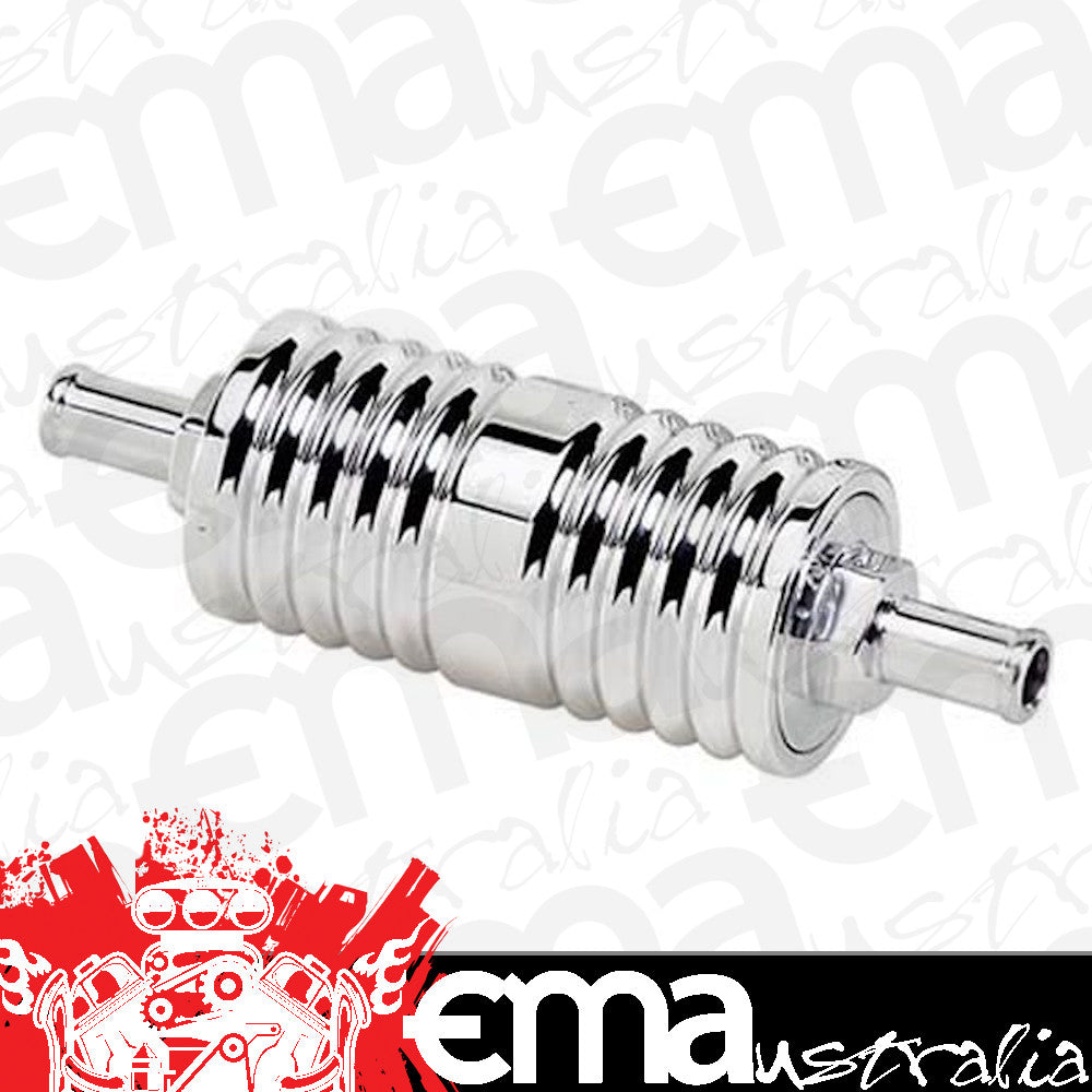 Billet Specialties BS42420 Polished Alloy Ribbed In-Line Fuel Filter -6An In/Out