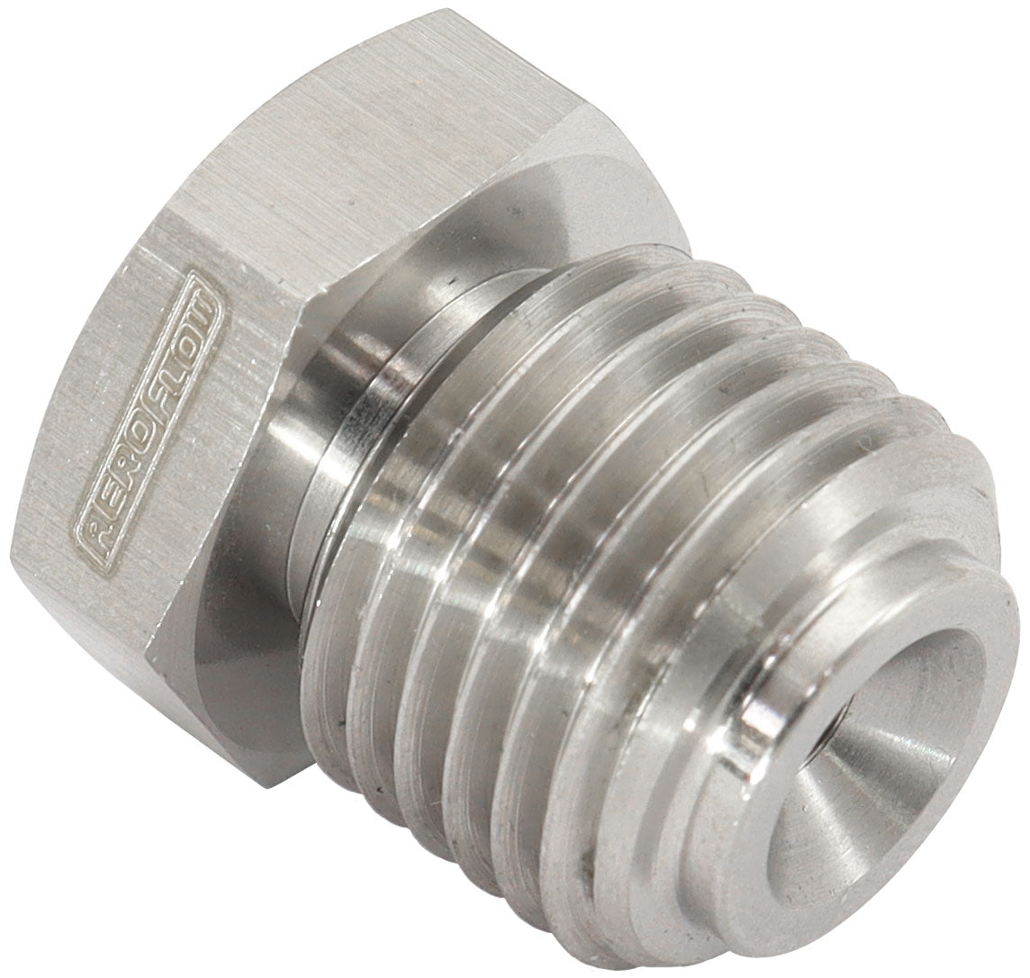 Aeroflow AF349-06 Inverted Flare Hex Port Plug 9/16-18 Stainless Steel