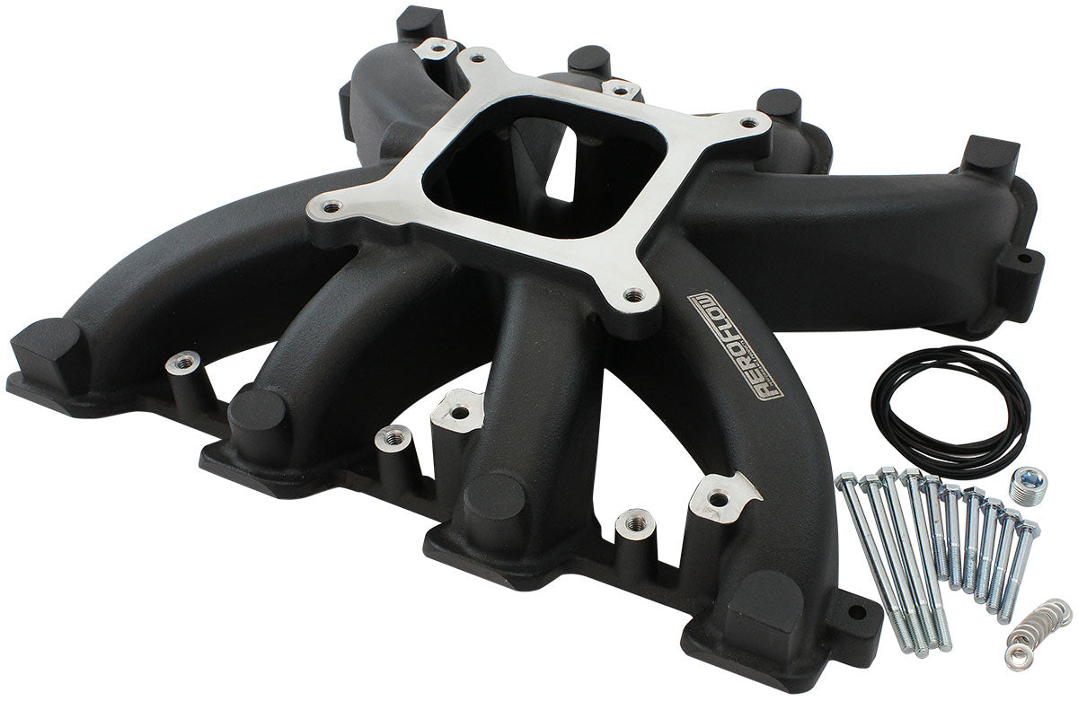 Aeroflow AF6240-6000 Gm LS Carby Intake Manifold Rectangle Port Non-EFI LS3 Black Aeroflow - Af 6240-6000