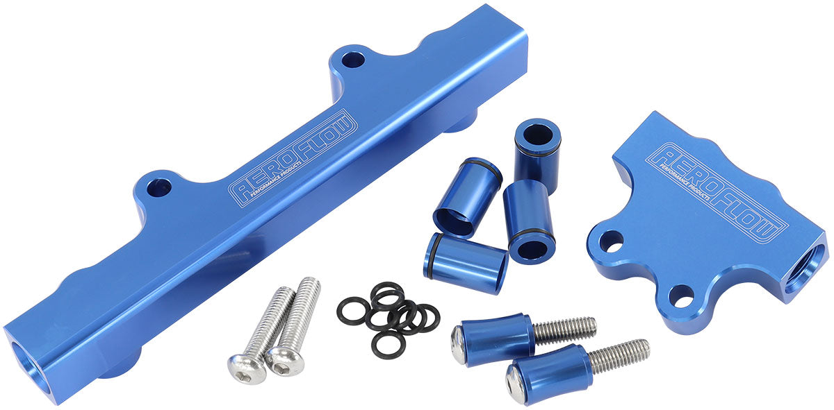 Aeroflow AF64-2213 Rotary Fuel Rail Kit Series 4 & 5. Mazda Rx7 Blue Gen 2