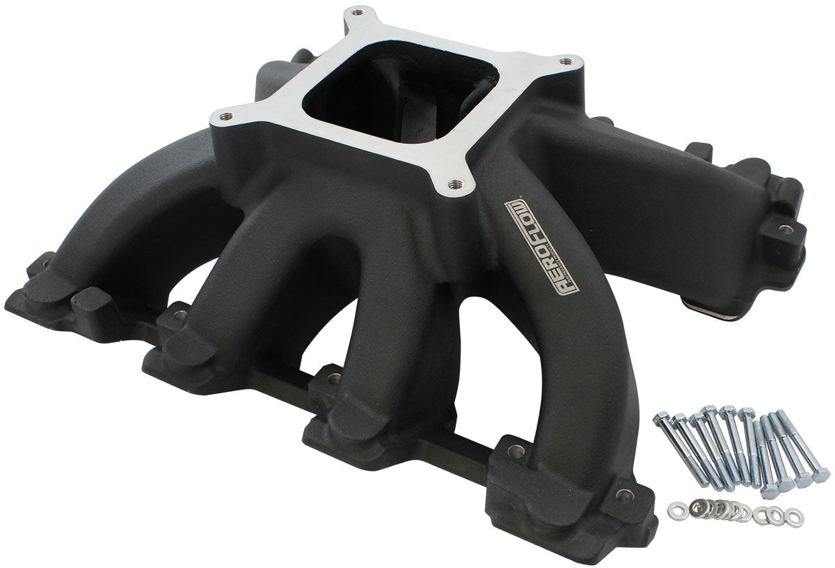 Aeroflow AF6240-5005 Gm LS Carby Hi Rise Intake Manifold Cathedral Non EFI LS1Ls2 Black Aeroflow- 6240-5000