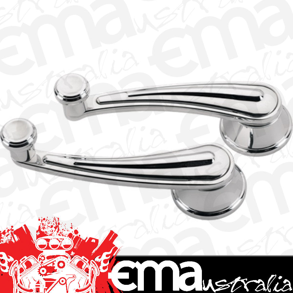 Billet Specialties BS46328 Rail Interior Window Crank Handles - Polished suit Ford To 1948 With 3/8" Square Spline, 4-13/32" Length (pair)