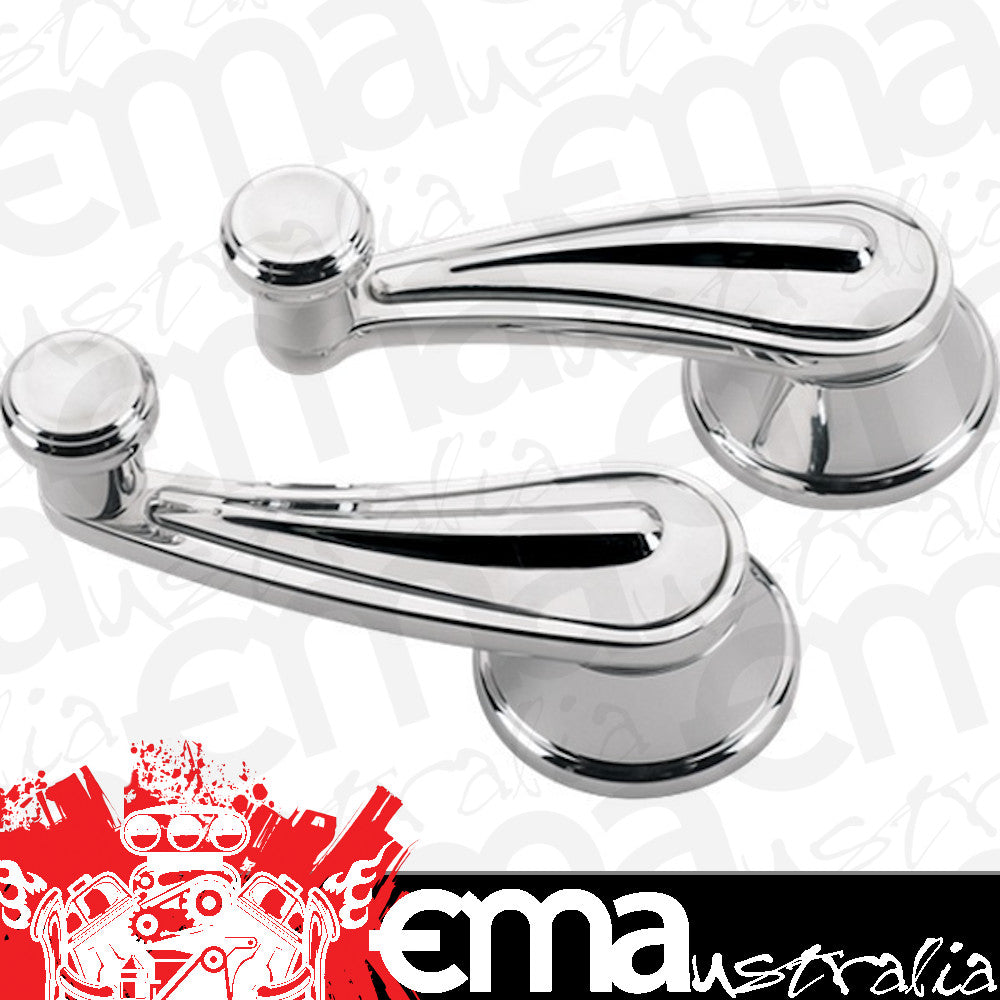 Billet Specialties BS47328 Rail Interior Vent Window Crank Handles - Polished suit Ford To 1948 With 3/8" Square Spline, 3-5/32" Length (pair)