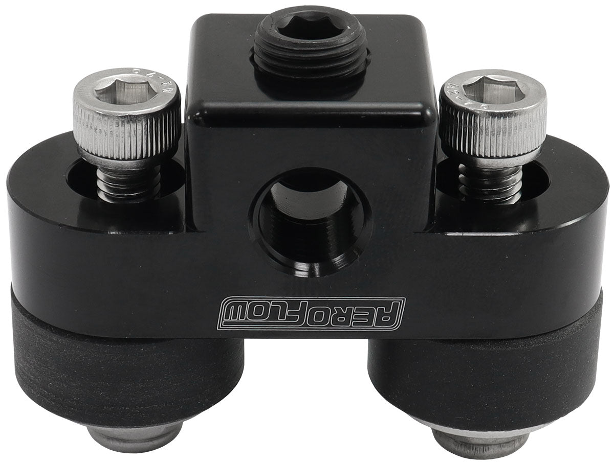 Aeroflow AF456-01BLK Pressure Sensor Block Black 3 X 1/8" NPT Port Mount Rubber