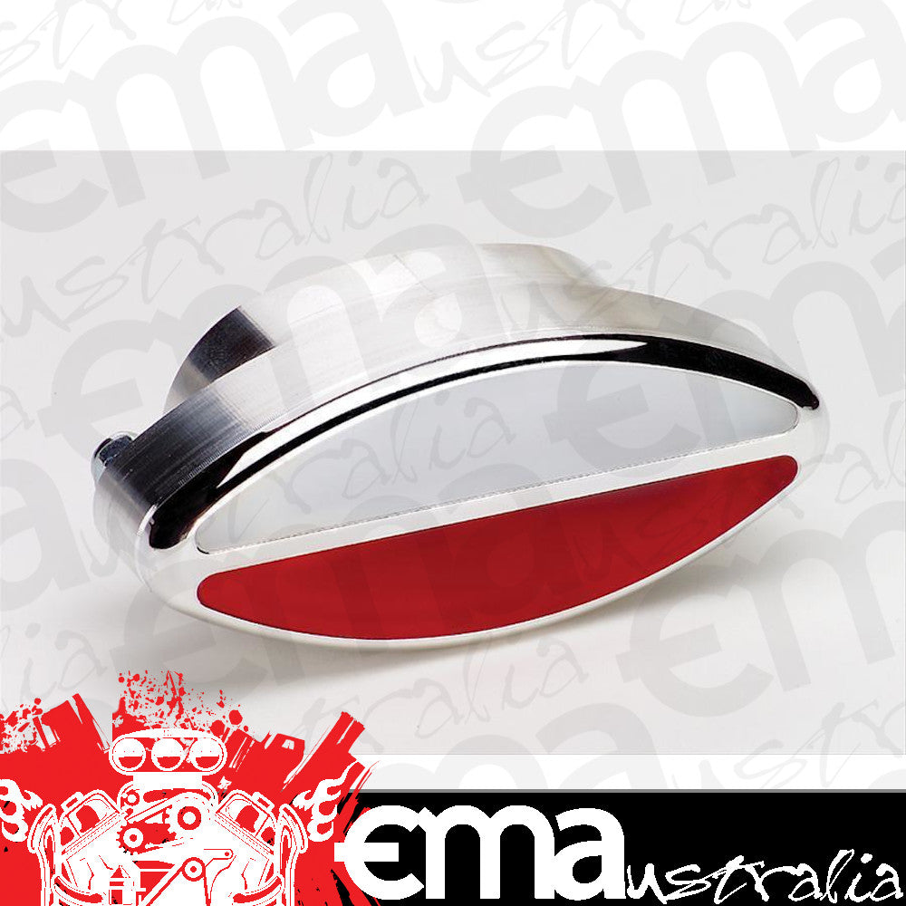 Billet Specialties BS60420 Polished Alloy Oval Interior Light Clear/Red 4" X 2"