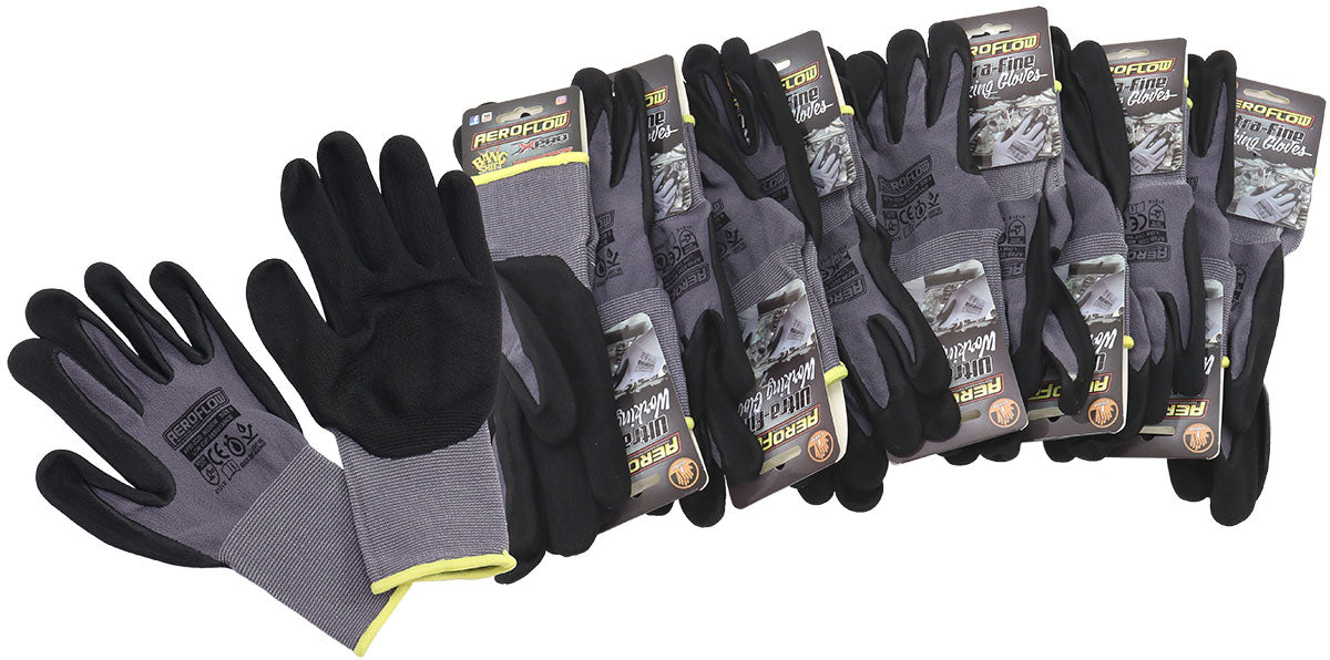 Aeroflow AF98-2220-12 Mechanic Gloves Medium Nitrilefoam 12 (pairs) Black Work Shop