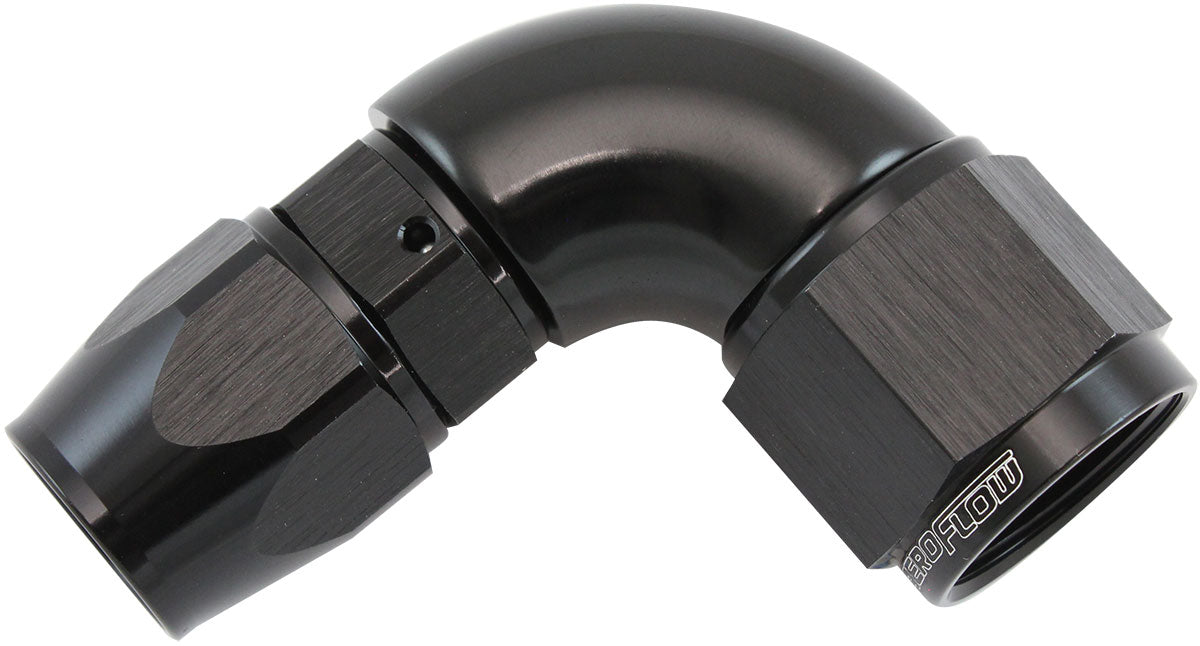 Aeroflow AF573-08-10DBLK Stepped 90 Degree End -8 Hose To -10AN Reducer Hose End Blacteflon AF 573-08-10Dblk