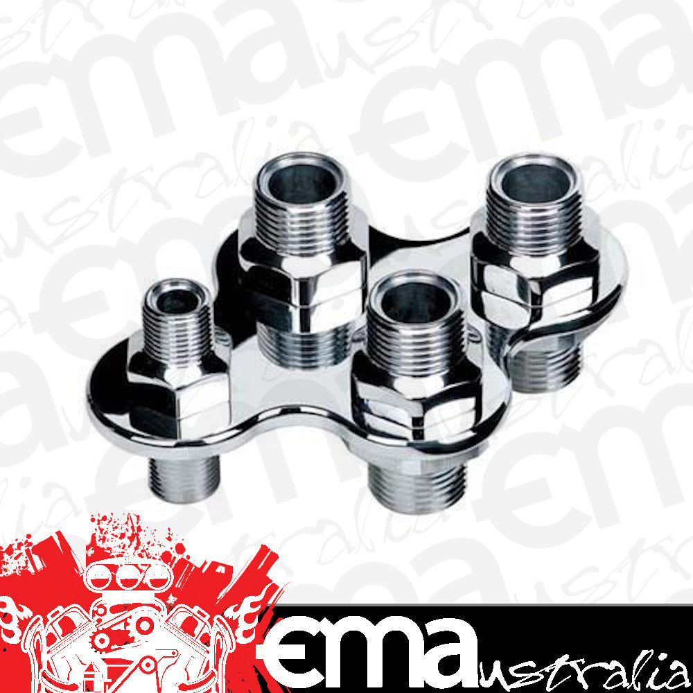 Billet Specialties BS66920 Polished 4 Port A/C Firewall Bulkhead -6An & -10An