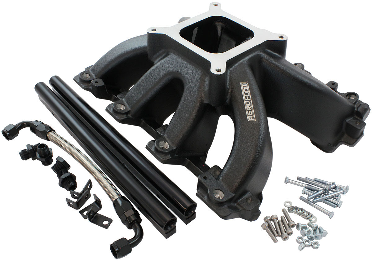 Aeroflow AF6250-5001 Gm LS Carby Intake Manifold Cathedral Hi Rise EFI LS1 LS2 Black Aeroflow - Af6250-5001