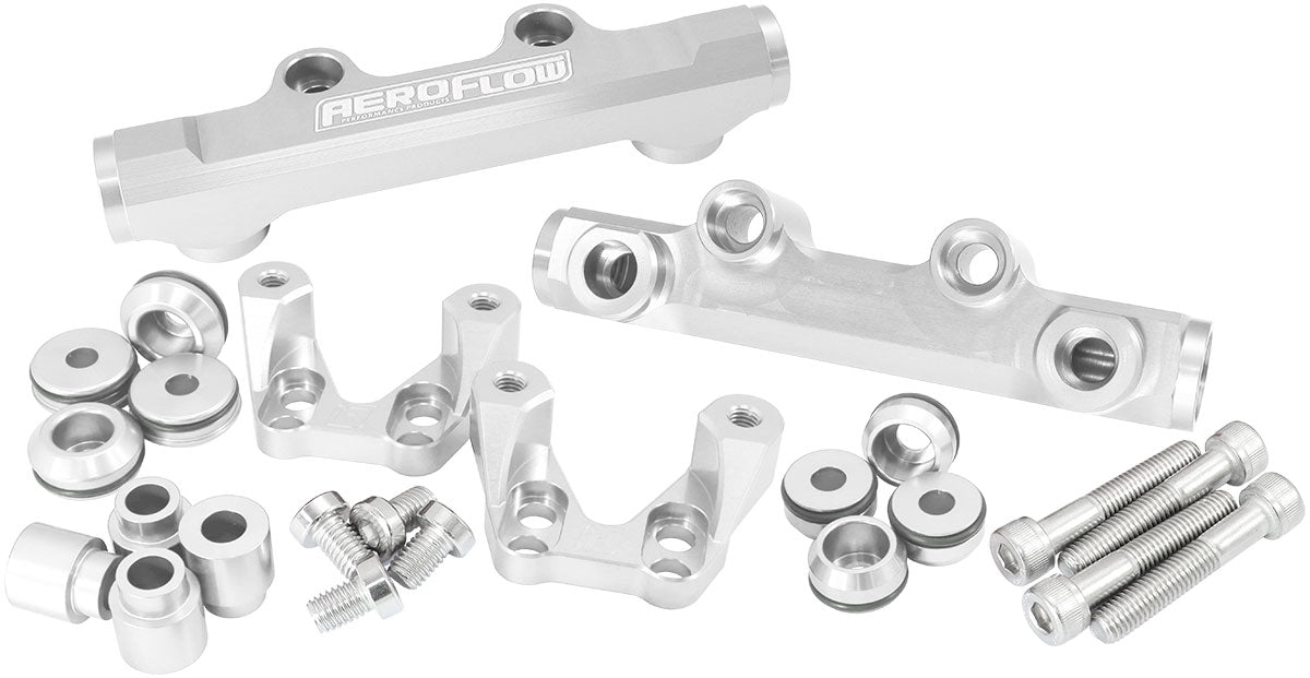 Aeroflow AF64-2258S Subaru Ej20 Conversion Fuel Rail Top Feed Silver 92-00 Wrx