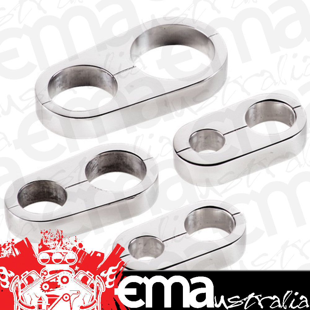 Billet Specialties BS68025 Hose Separators - Polished suit -6 .440" O.D & -10 .630" O.D Braided A/C Hose