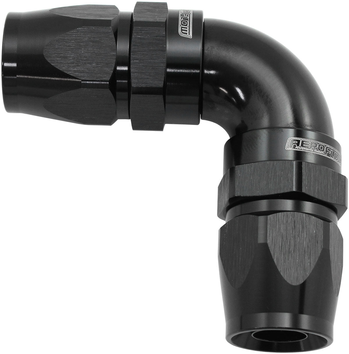 Aeroflow AF593-10-10DBLK 90 Deg -10AN to -10AN Teflon Full Flow Hose Ends Black Ptfe