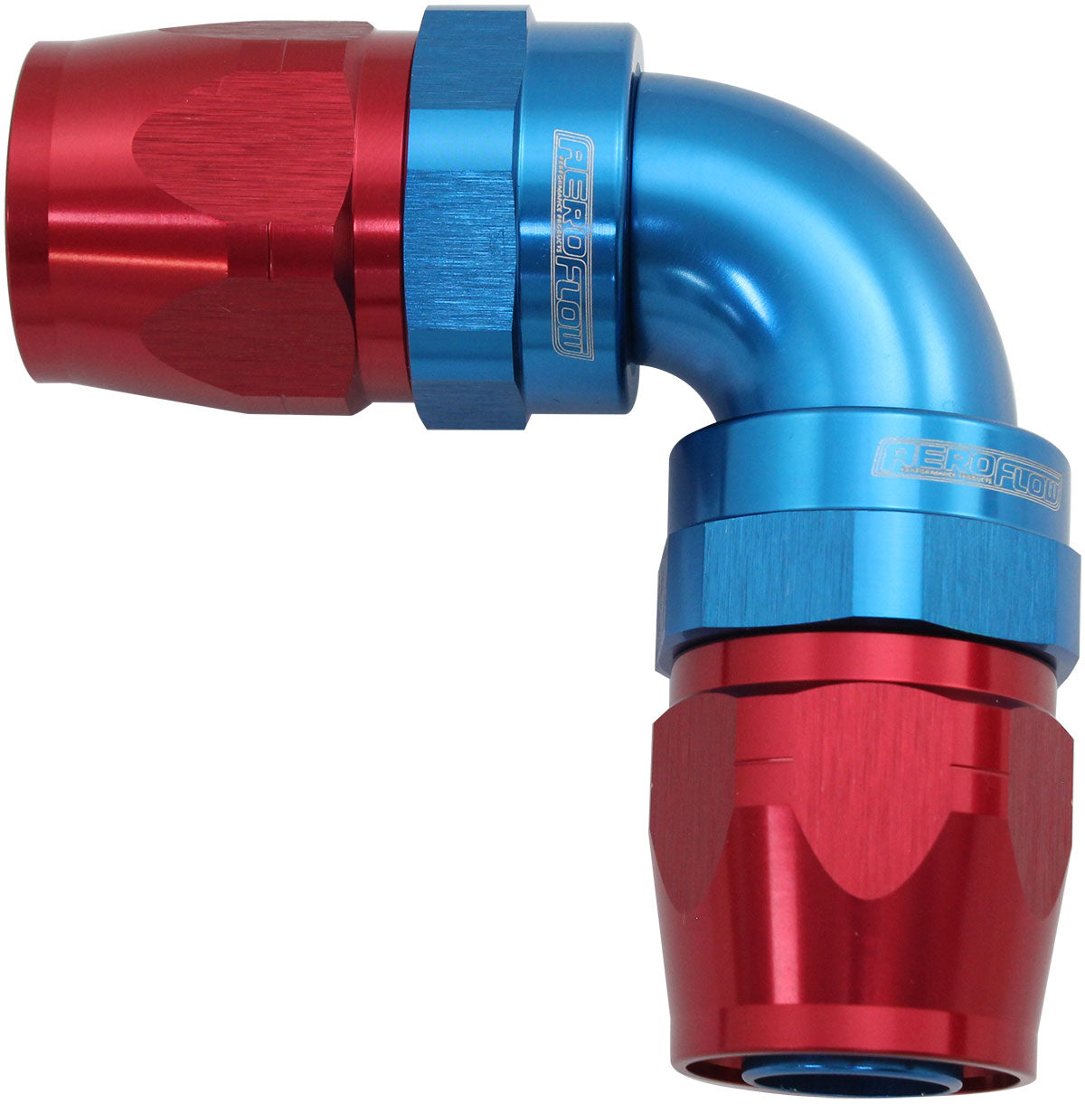 Aeroflow AF853-08-08 90 Deg -8AN to -8AN Cutter Full Flow Hose Ends Blue