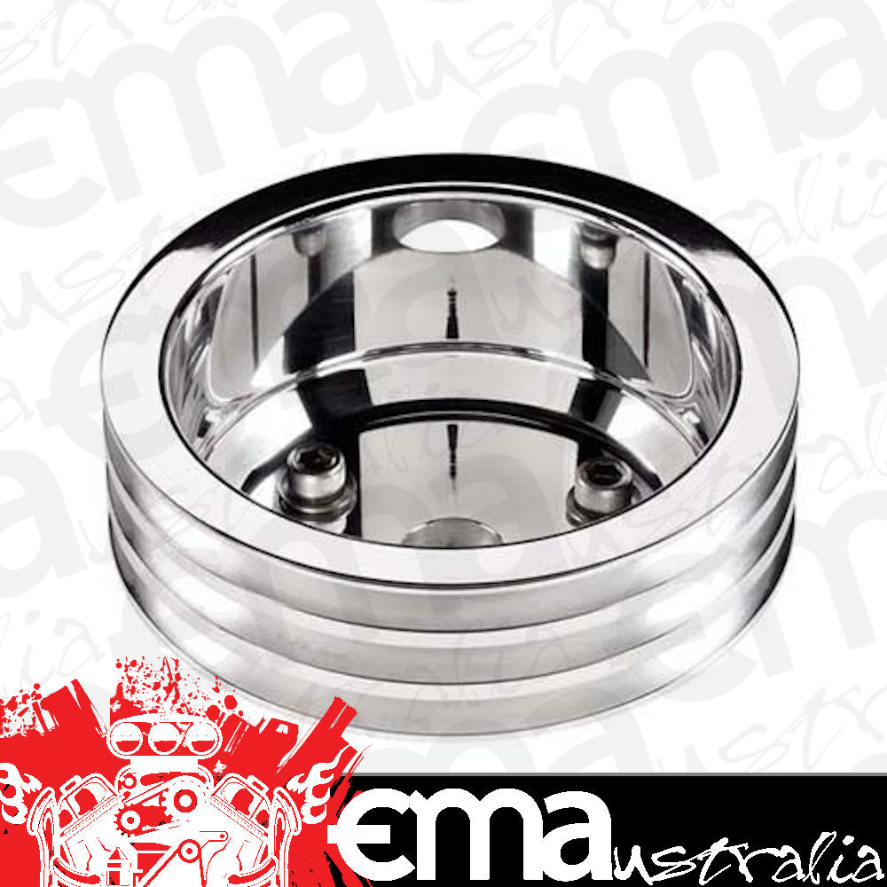 Chevy small block 283-400 C.I.D. (long water pump) Crankshaft Pulley 3 Groove suit Chev SB Billet Specialties BS78230