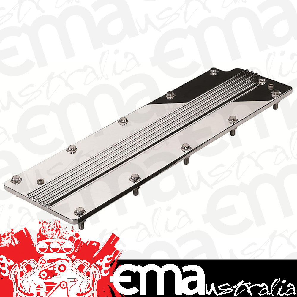 Billet Specialties BS95050 Valley Cover - Polished Ribbed suit Gm Ls Series With Carburetted Manifold