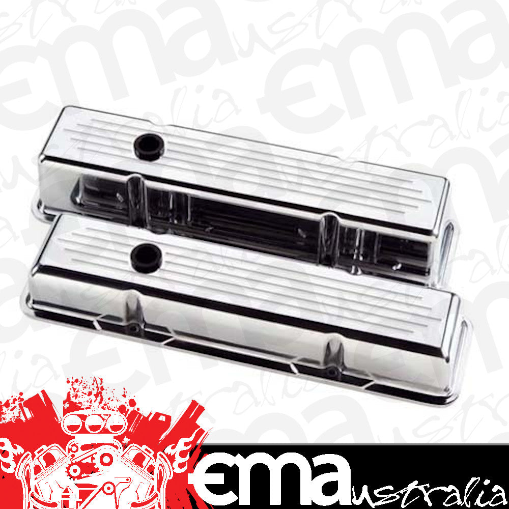 Billet Specialties BS95120 Aluminium Valve Covers Ball Milled - Polished suit SB Chev - Short