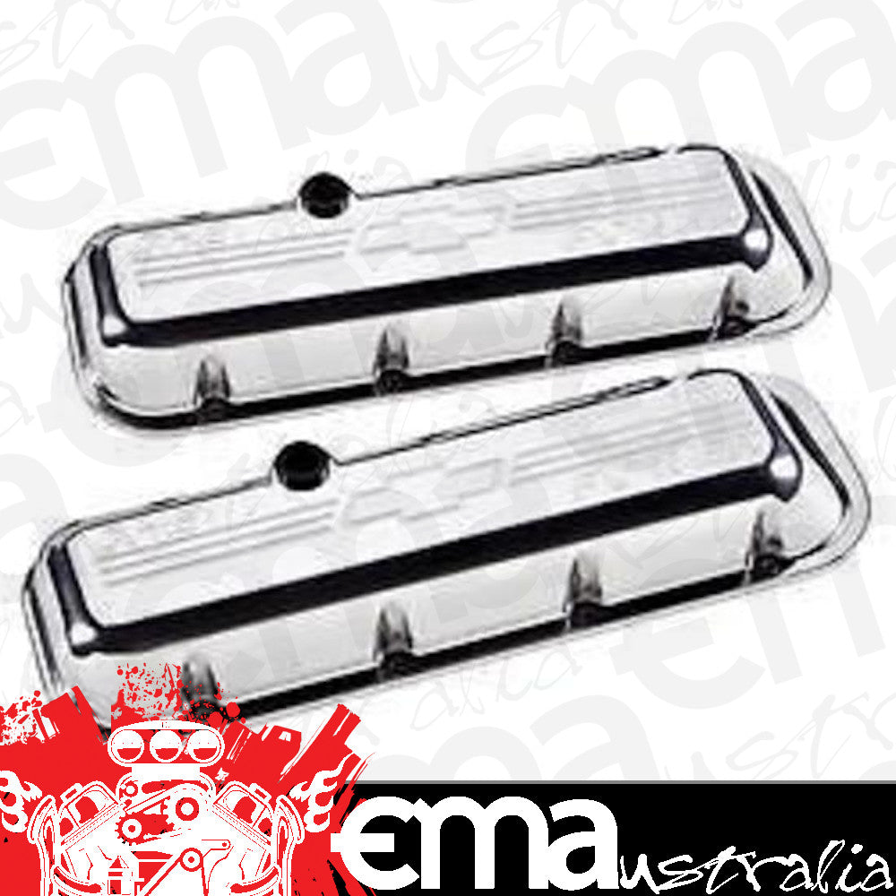 Billet Specialties BS96022 Polished Aluminium Bowtie Valve Covers Chev BB Short