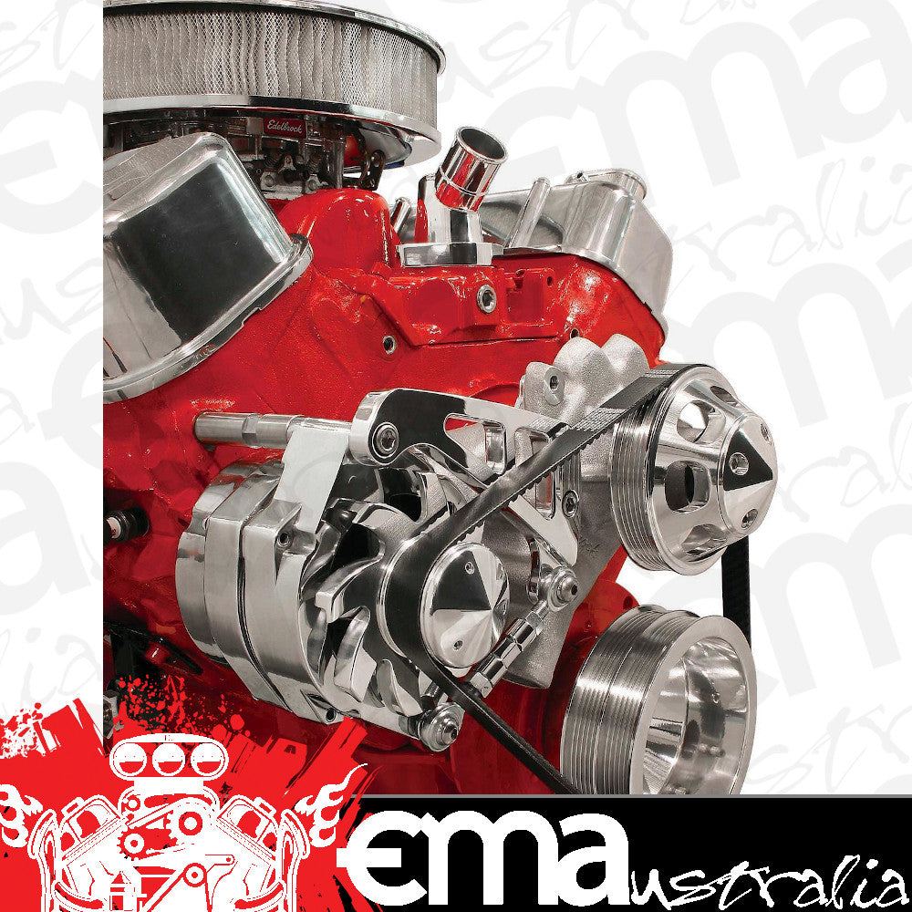 Billet Specialties BSFM0207PC Chev BB Mid Mount Alternator Bracket Long Pump