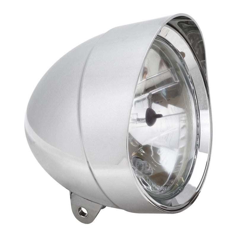 Attitude Inc ATT-512170R Indian Style Headlight 5 3/4 Inch Dia 170mm Long ,Visor Round Tip ,Chrome E Marked