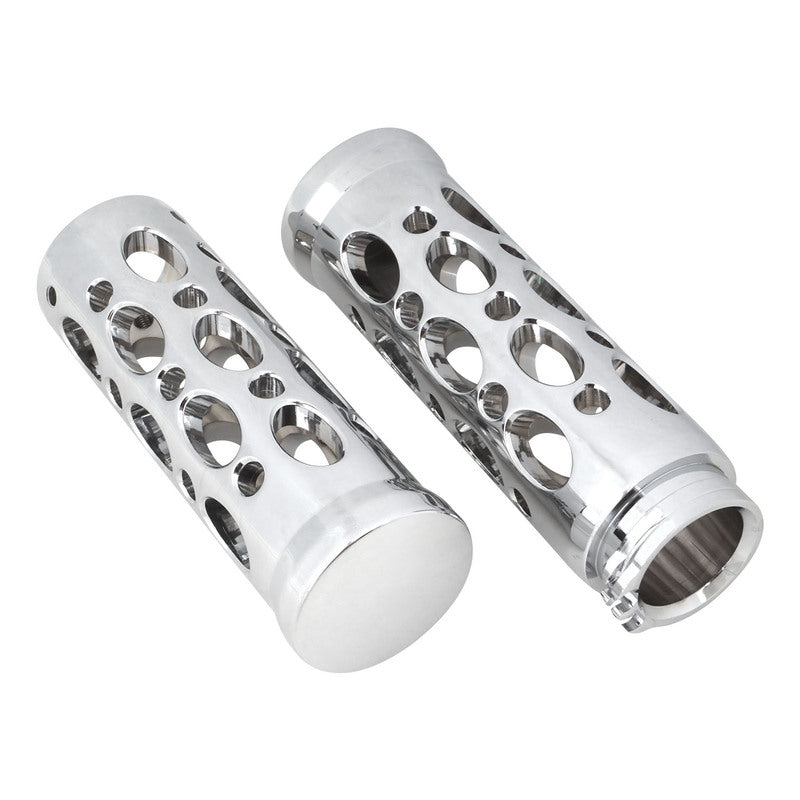 Attitude Inc ATT-CT-H558CH Billet Handle Bar Grips Hand Grips For Harley ,Grater Style Chrome Set