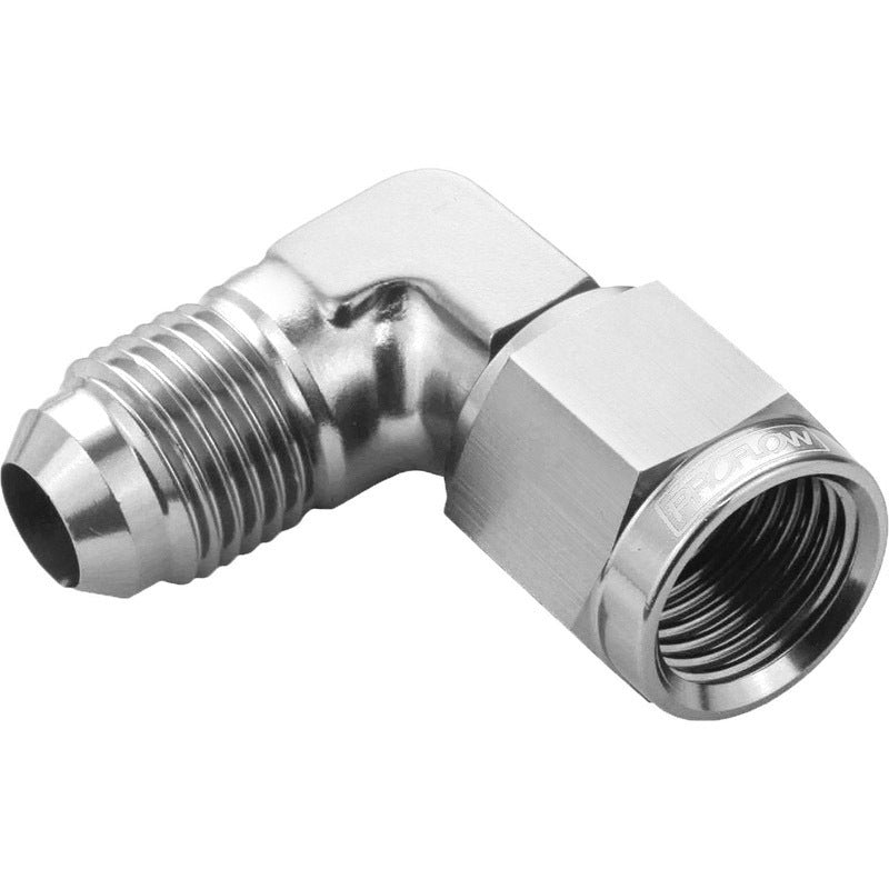 Proflow PFE143-08S 90 Degree Male Adaptor - Female Adaptor Swivel Coupler Hose End -08AN Silver