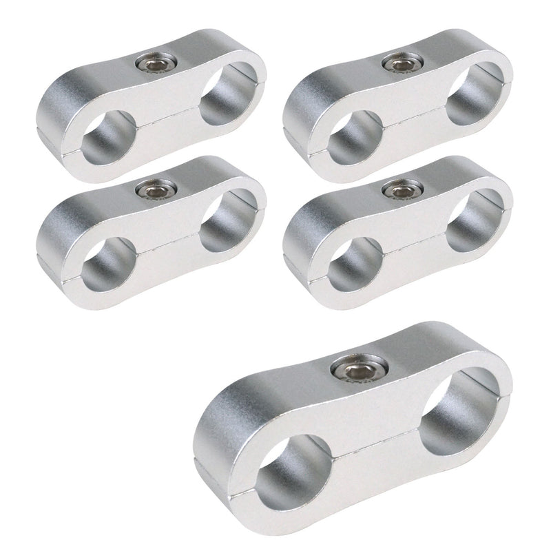 Proflow PFE156-12-15S Billet Aluminium Hose & Tubing Clamp Separators 5 pack, Clamps 19mm -24mm Silver