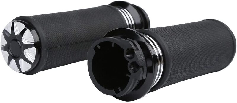 Attitude Inc ATT-XF2906G39 Handlebar Hand Grips Black Machined Gel Rubber Grip 1 in Handlebar For Harley Road Glide Custom Softail Slim FLSL Pair