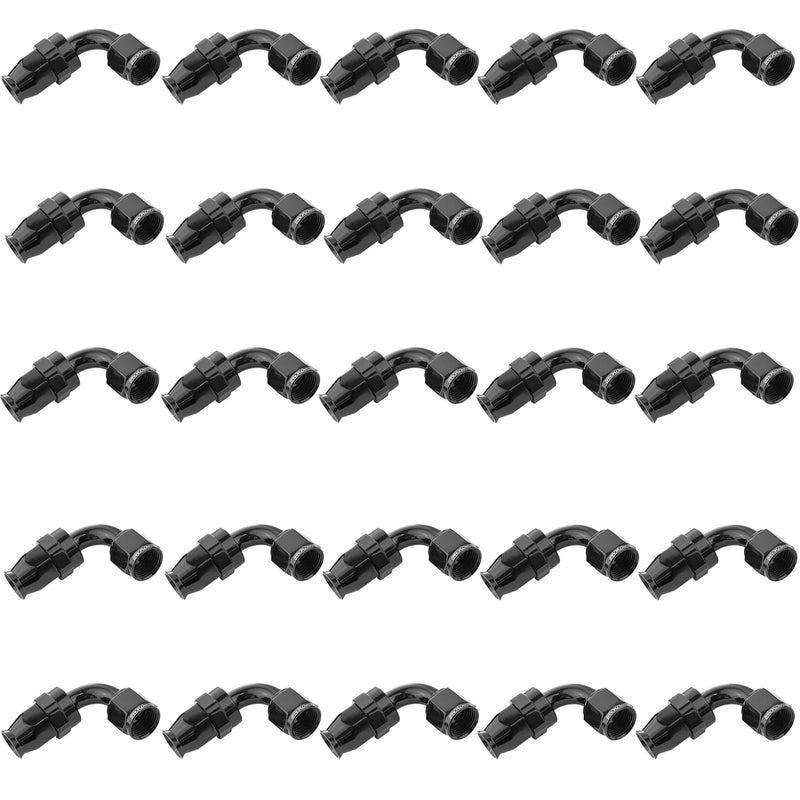 Proflow PFE203-06DBK-25 Bulk Pack Aluminium 90 Degree Hose End -06AN PTFE Hose Black 25pc