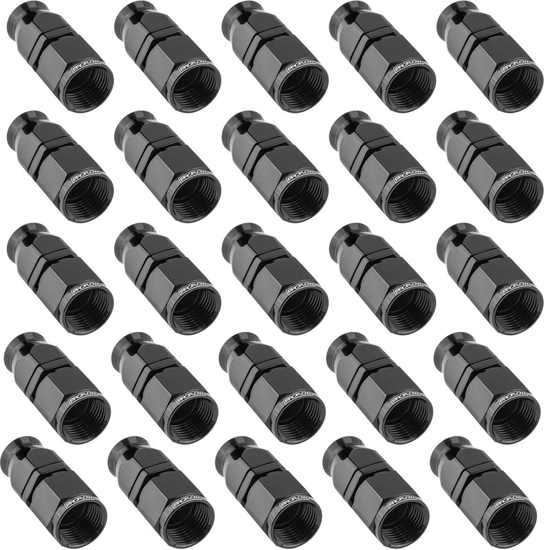 Proflow PFE201-08DBK-25 Bulk Pack Aluminium Straight Hose End -08AN For PTFE Black 25pc