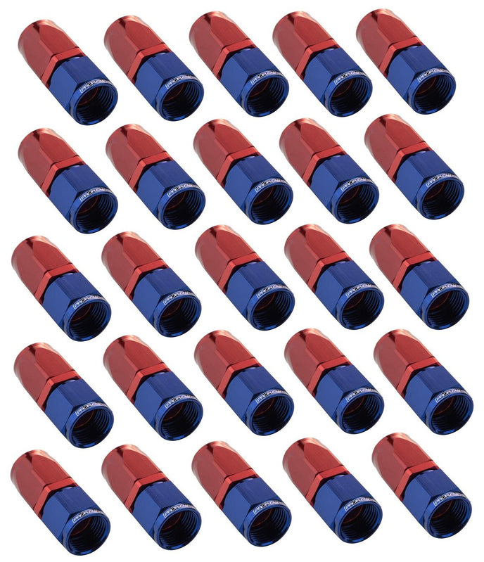 Proflow PFE101-06-25 Bulk Pack Straight Hose End -06AN Hose to Female Blue/Red 25pc